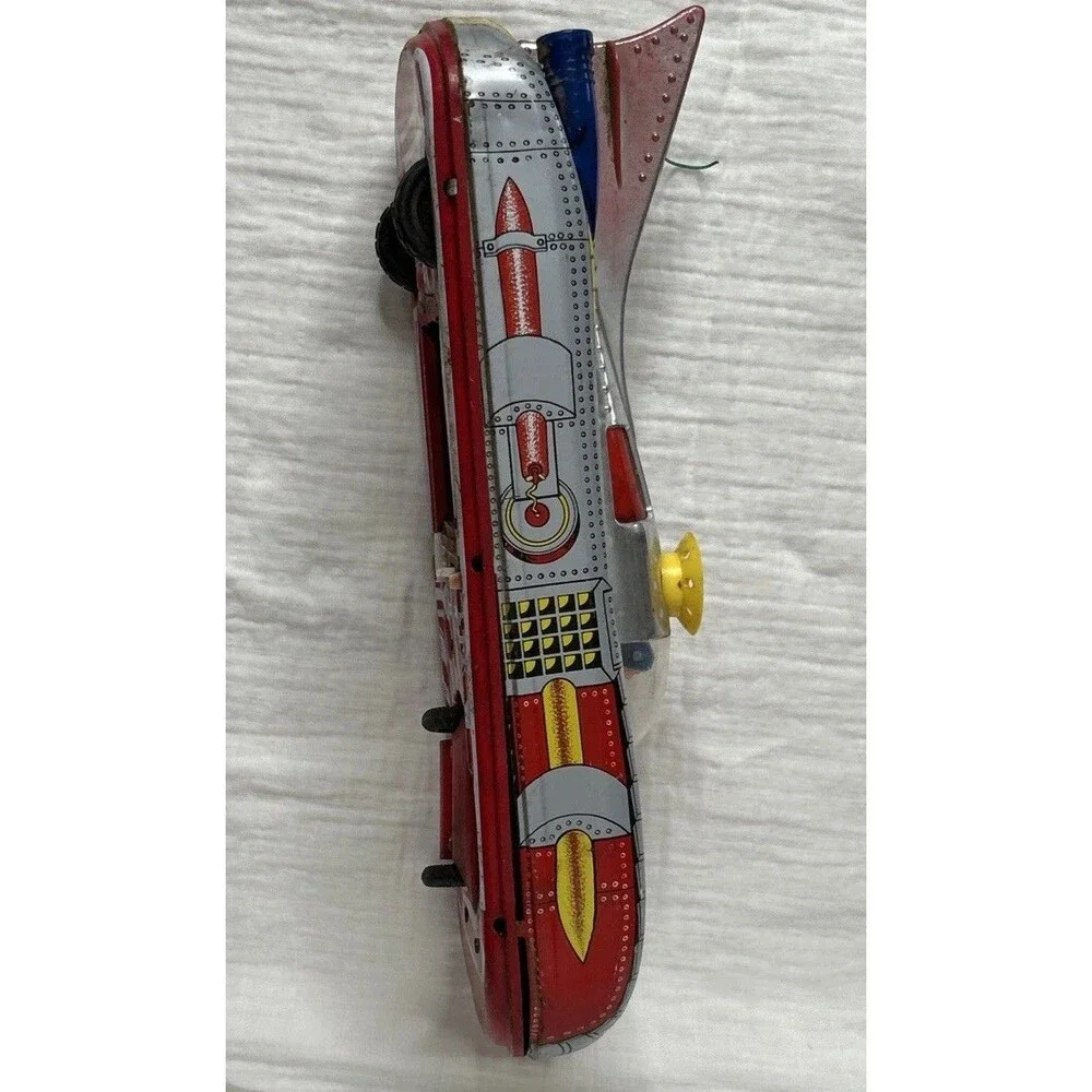 Vintage 1960 Interkozmosz Hungarian Litho Tin Retro Car Red Missing Tail Light